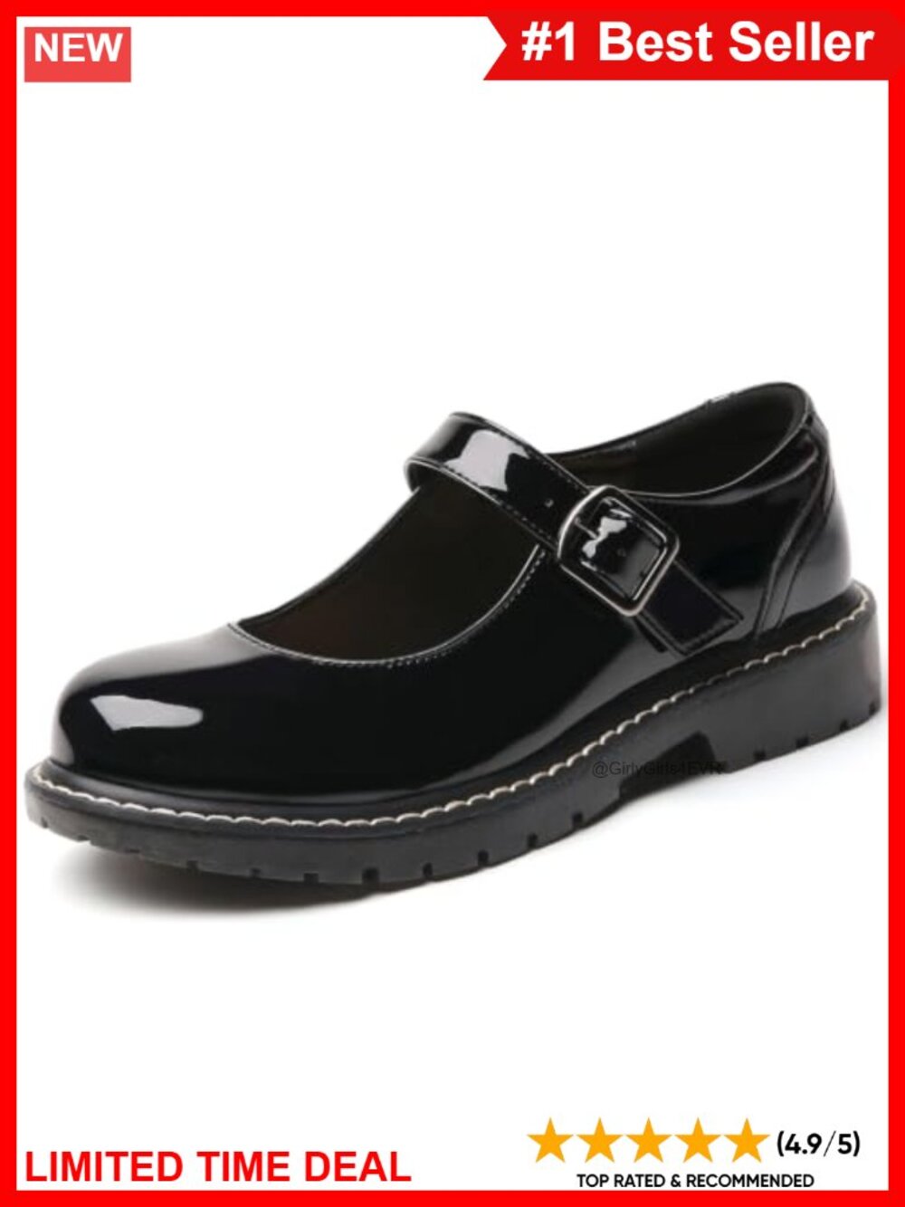 Platform Mary Jane Flats Matte Leather Buckle Strap Comfort Shoes